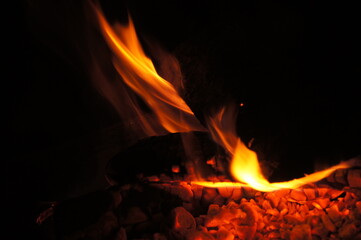 fire in the fireplace