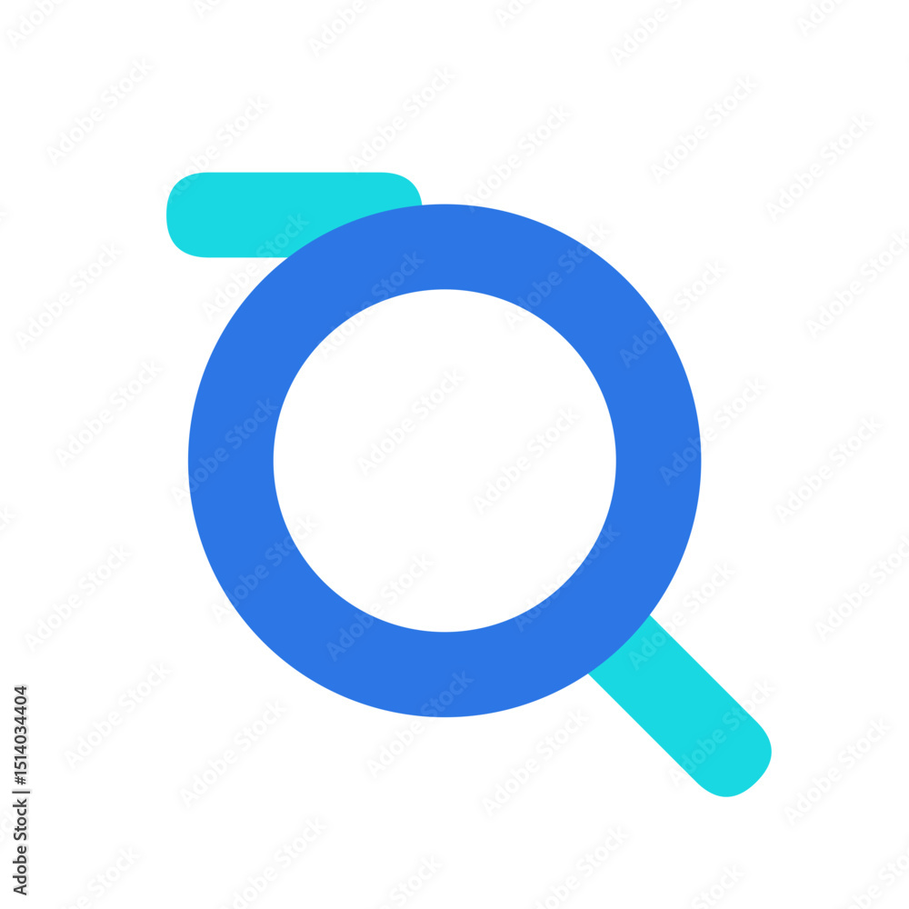 Poster a simple graphic featuring a blue circle with a cyan handle resembling a magnifying glass design ele