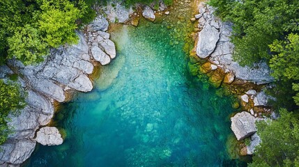 Aerial landscape - wild river in summer