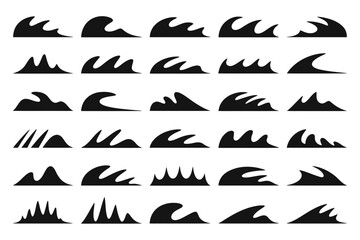Fototapeta premium Set of different simple black wave vector shapes