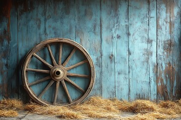 Obraz premium Farm wagon wheel with aged texture high resolution picture