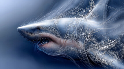 Streamlined Fury: Abstract Shark in Motion