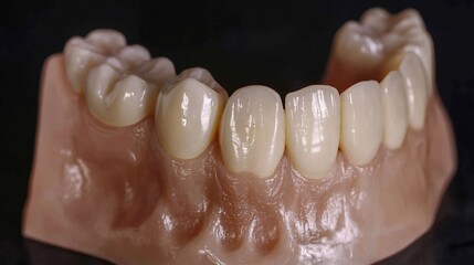 Dental Model with Artificial Teeth on Black Background