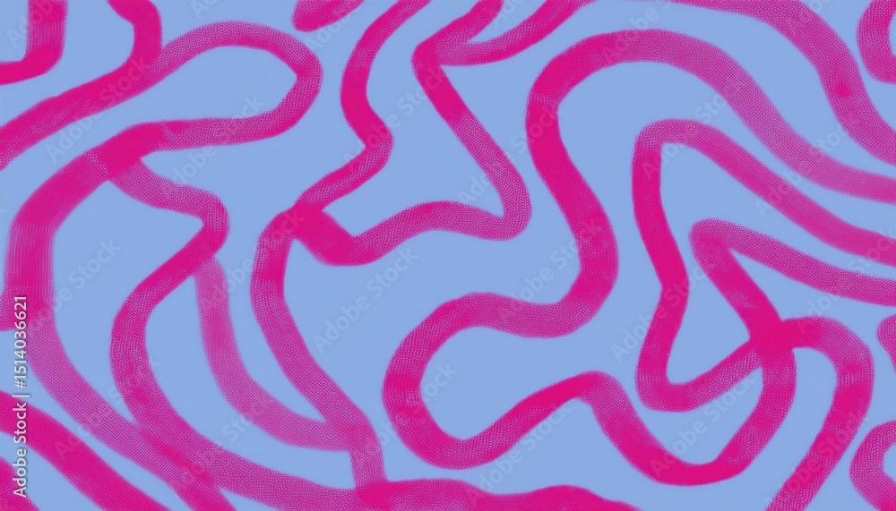 Aufkleber vibrant pink wavy lines abstract art on blue background for web design print media branding