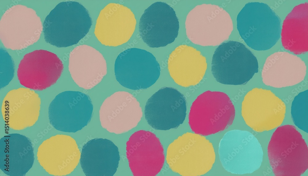 Aufkleber hand painted colorful polka dots on teal background for playful web design, modern branding, textile