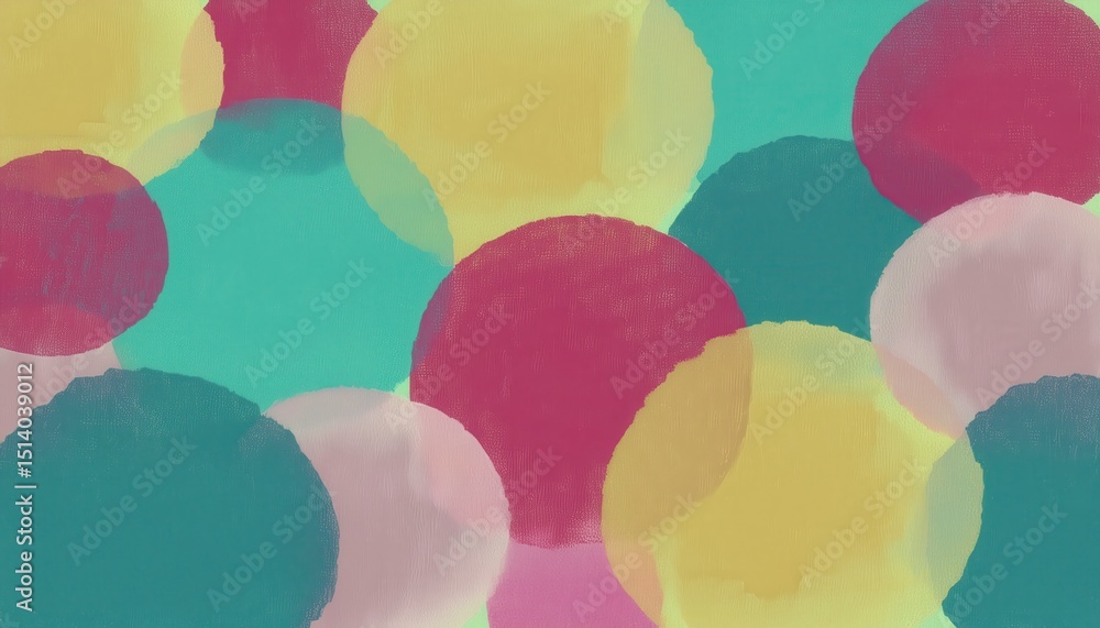 Aufkleber hand painted colorful polka dots on teal background for playful web design, modern branding, textile