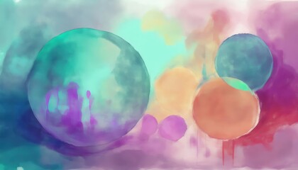 ethereal pastel gradient spheres on abstract watercolor cloud background for modern web design, branding, or print media with dreamy vibrant atmosphere and soft fluid artistic texture

