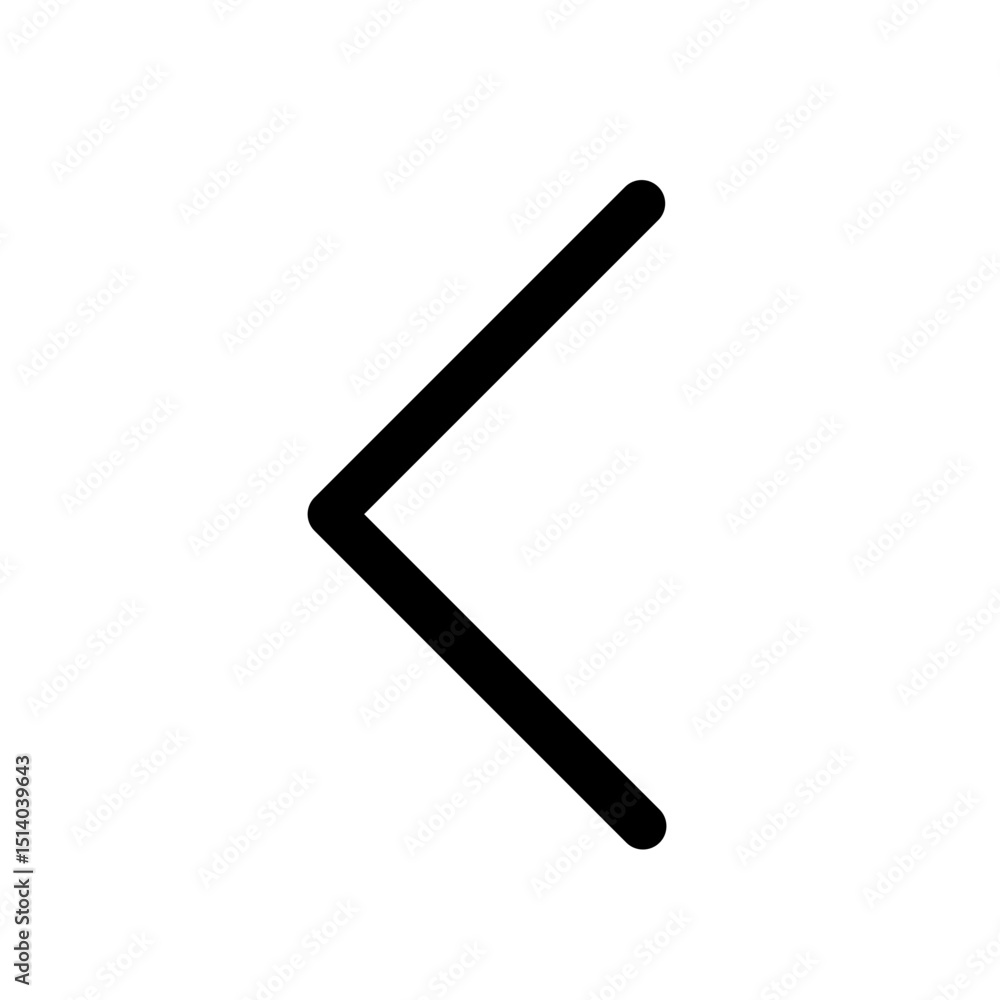 Poster a simple black left arrow pointing towards the left side on a white background in a minimalist style
