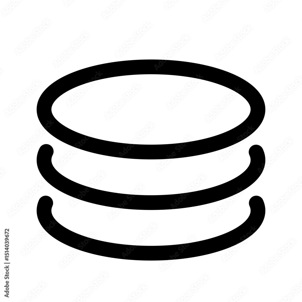 Poster illustration of a database storage icon with three horizontal oval shapes stacked on top of each oth
