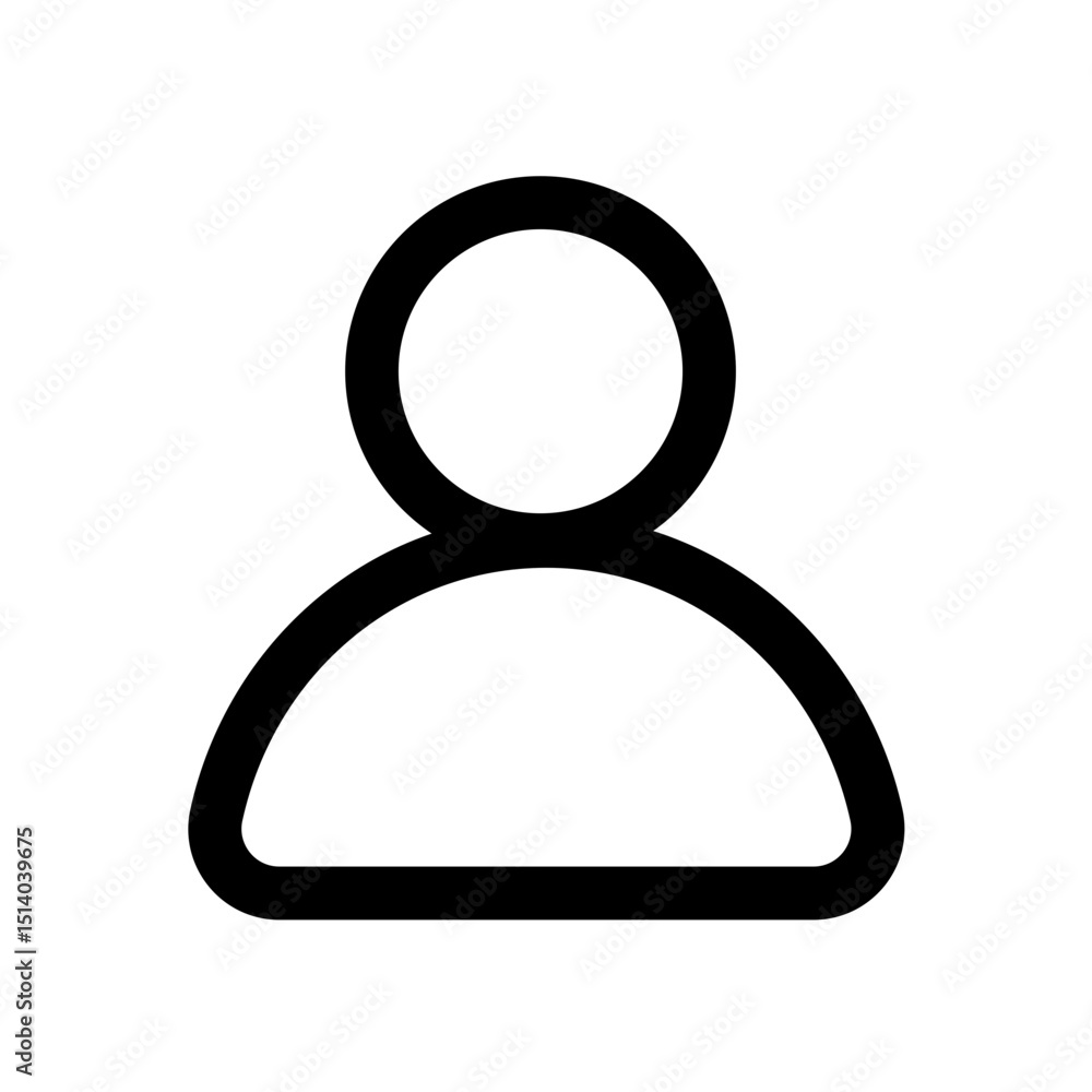 Poster simple outline drawing of a person icon with a circular head and rounded shoulders design element