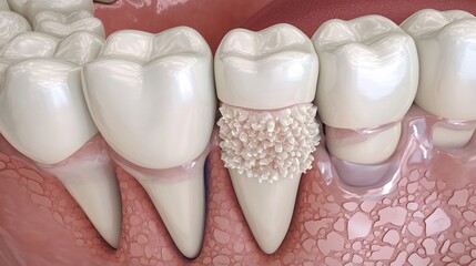 Digital artistic representation of the dental bonding process microscopic level illustrating how the resin adheres to enamel