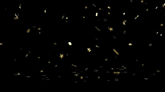 Golden Confetti Falling with Alpha Channel