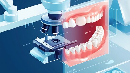 Digital illustration of a dental microscope highlighting the importance of precision in dental work