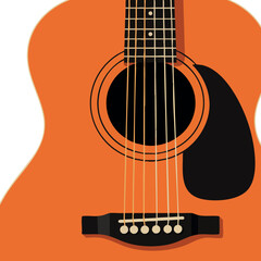 Obraz premium Acoustic guitar close up orange body and black pickguard vector illustration 