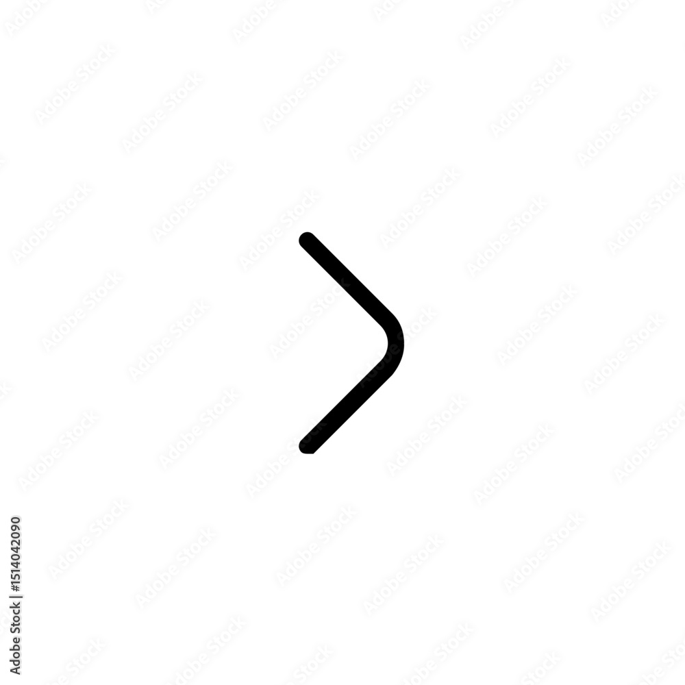 Aufkleber a simple black chevron pointing right with a rounded corner on a plain white background image here n