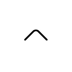 Simple upward pointing chevron arrow with rounded corners on a plain white background image view here