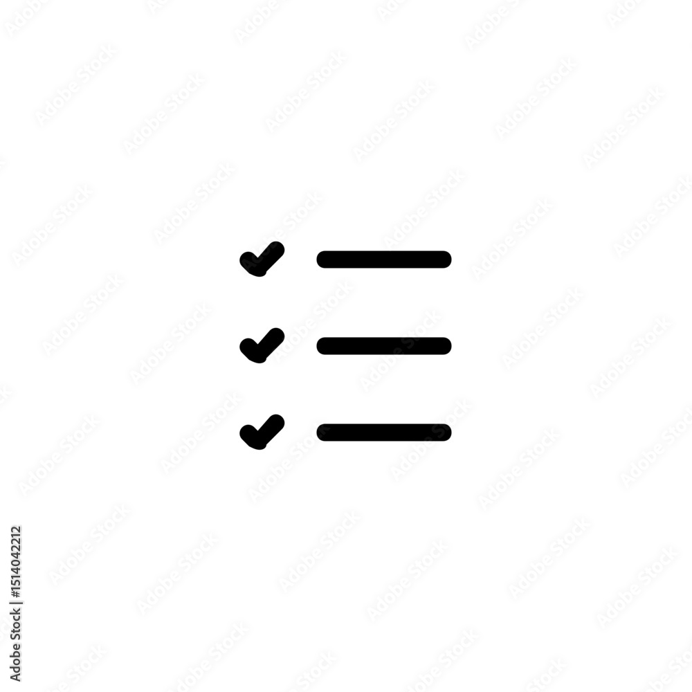 Poster checklist icon showing three items with check marks and horizontal lines in a simple design style