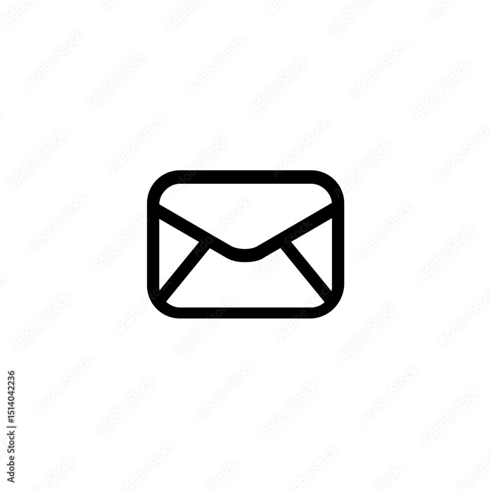 Poster simple line drawing of a white envelope with a black outline on a plain white background image view