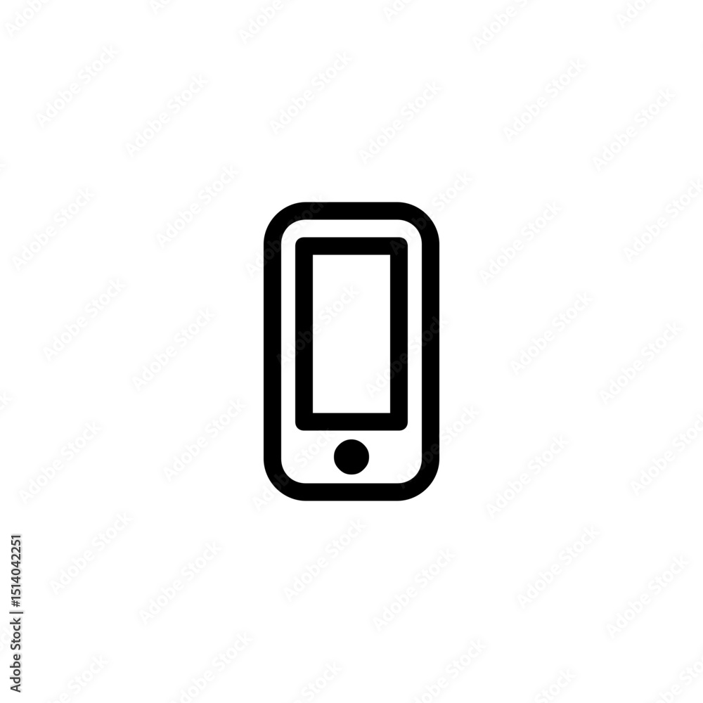 Poster illustration of a simple mobile phone with a rounded rectangle shape and a circular button below it