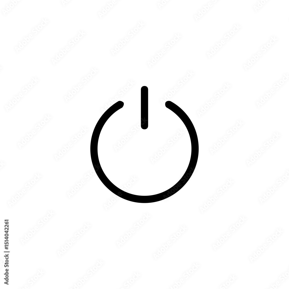 Poster illustration of a simple power symbol with a circle and line on a white background design element