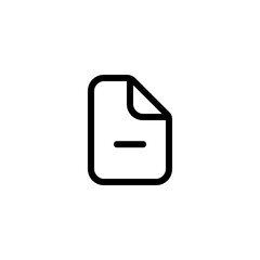 Black outlined document icon with a folded corner and a minus sign displayed in the center area