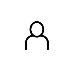 Simple outline drawing of a person icon representing user profile and human figure in a minimalist style