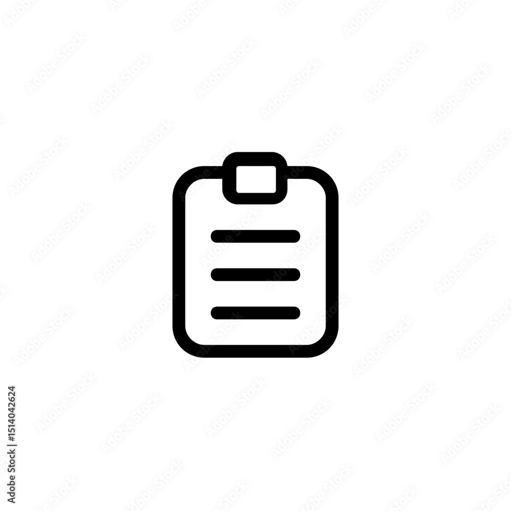 Poster simple black outline of a clipboard with three horizontal lines on a white background image view