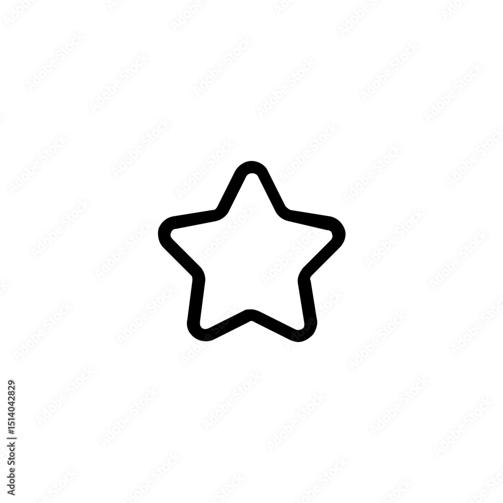 Poster outlined star shape with rounded edges in a simple black and white vector illustration style image