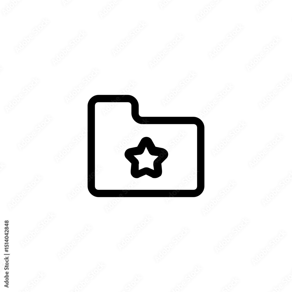 Poster outline icon of a folder with a star inside it representing important or favorite files and document