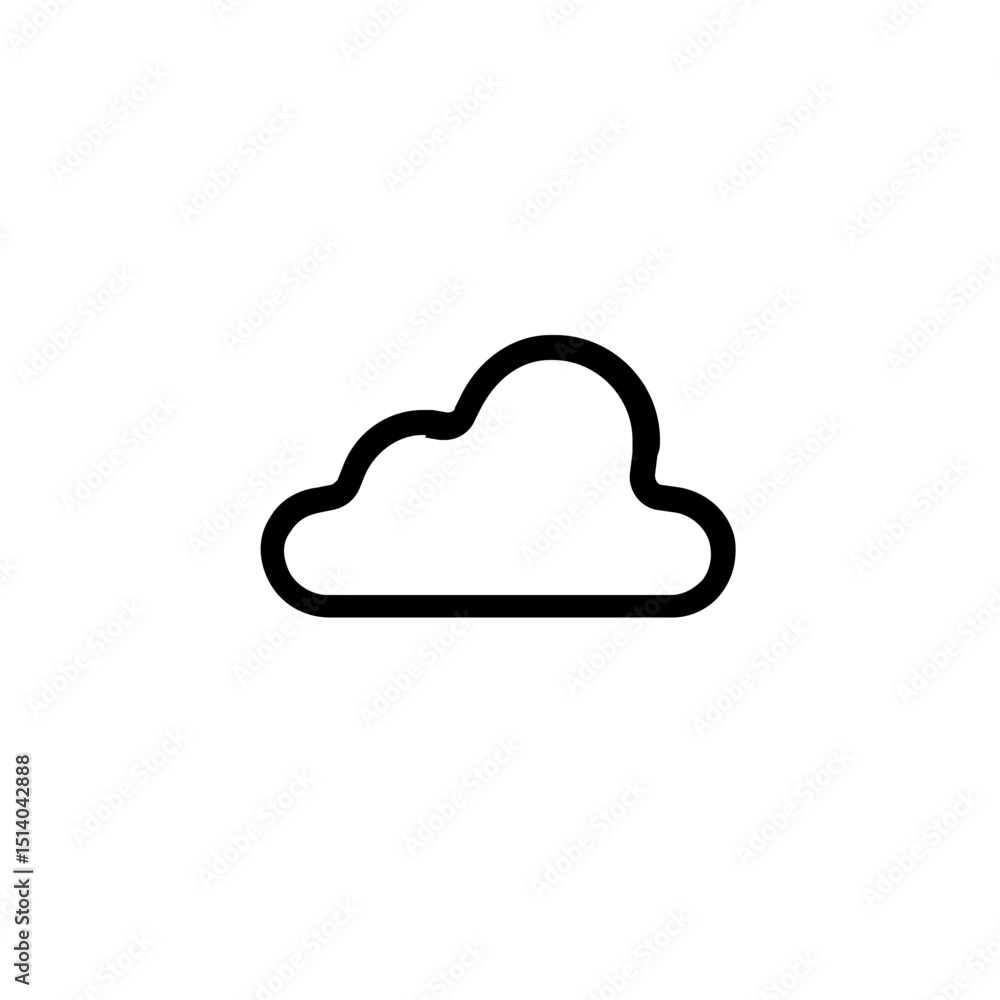 Poster a simple outline of a cloud with a flat base depicted in a minimalist style on a white background sp