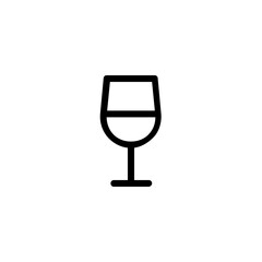 Illustration of a minimalist wine glass with a thick black outline on a white background image view