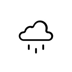 Illustration of a simple cloud with three raindrops falling from it in black and white color scheme