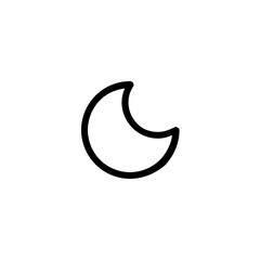 Illustration of a crescent moon shape with a thick black outline on a white background design style