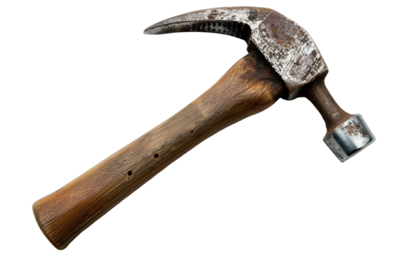 Traditional Claw Hammer with a Wooden Handle Built for Strength and Durability Isolated on Transparent Background