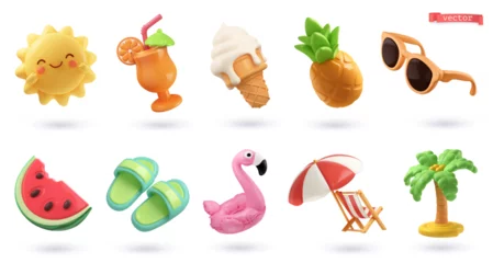 Summer 3d cartoon vector icon set © Natis