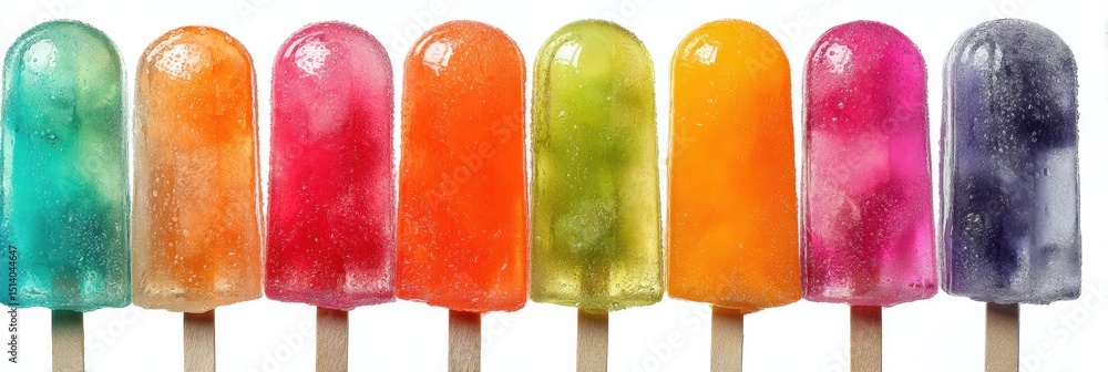 Aufkleber Bright Frozen Popsicles in a Vibrant Arrangement Showcasing an Array of Colors for a Refreshing Treat