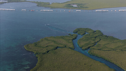 Aerial view of the Cancun lagoon, Mexico, Riviera Maya