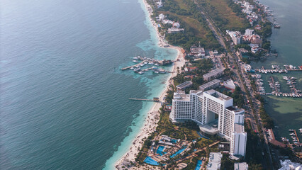 Crystal-clear beaches of the Mayan Caribbean, Cancun's hotel zone, Mexico