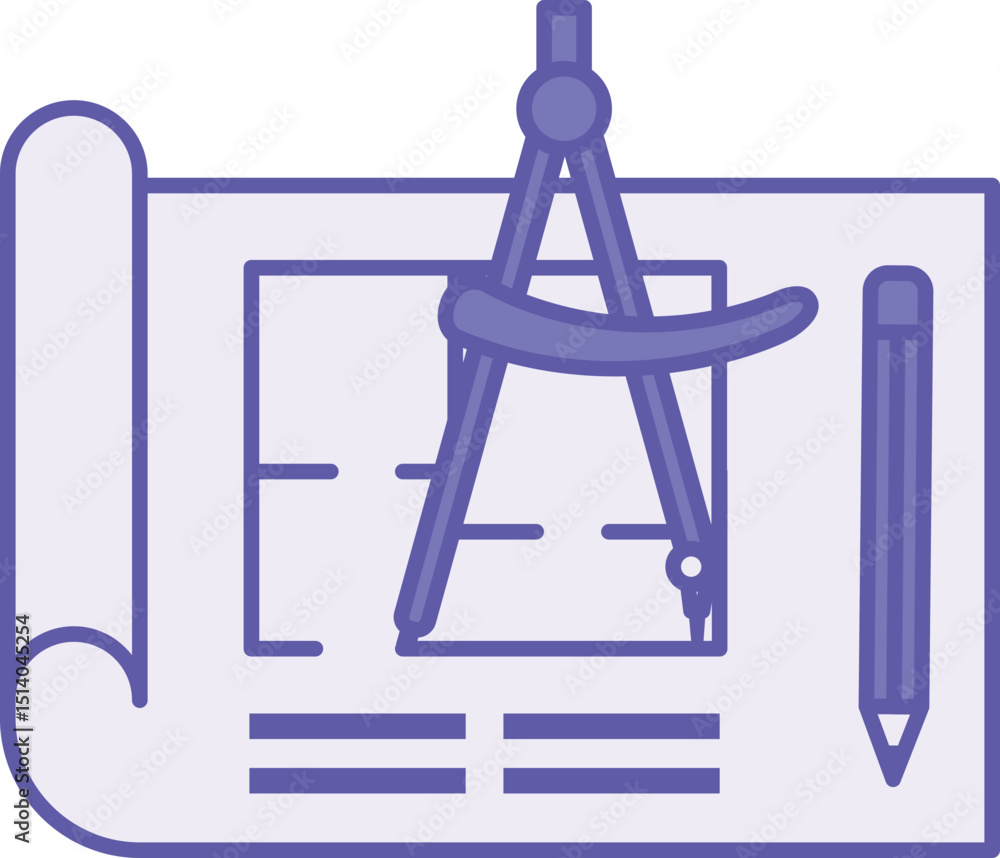 Poster colored blueprint icon. vector illustration. graphic design document with image of engineering objec