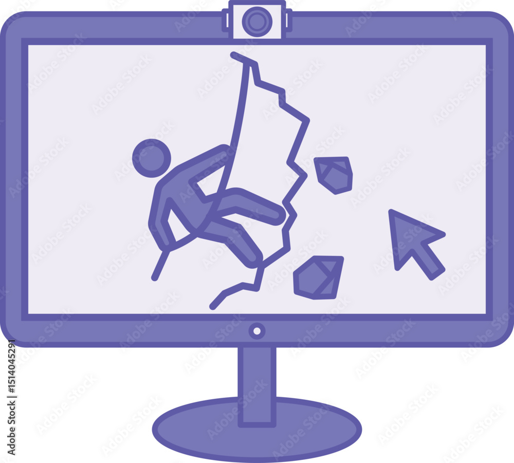 Poster colored monitor icon. vector illustration. device for outputting any information from a computer. vi
