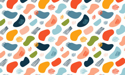 Abstract Brush Strokes & Forms - Playful Seamless Pattern