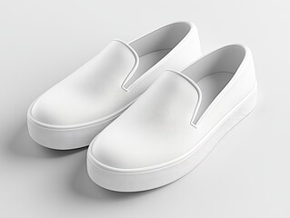 Mockup of a pair of sleek slip-on shoes with a modern look and custom logo. 