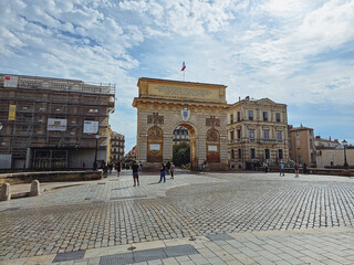 Triumphal arch in Porte du Peyrou, Montpellier, built in 1693 - France