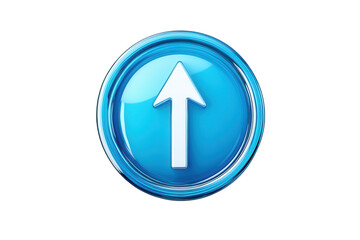 Glossy blue up arrow button icon isolated on transparent background