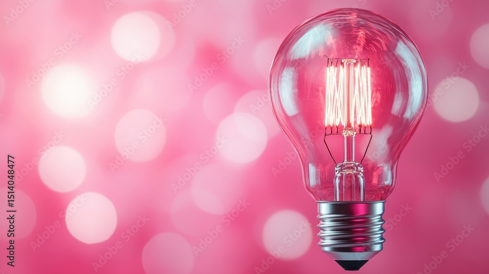 Poster this artistic image features a decorative light bulb radiating a warm glow, emphasizing creativity a