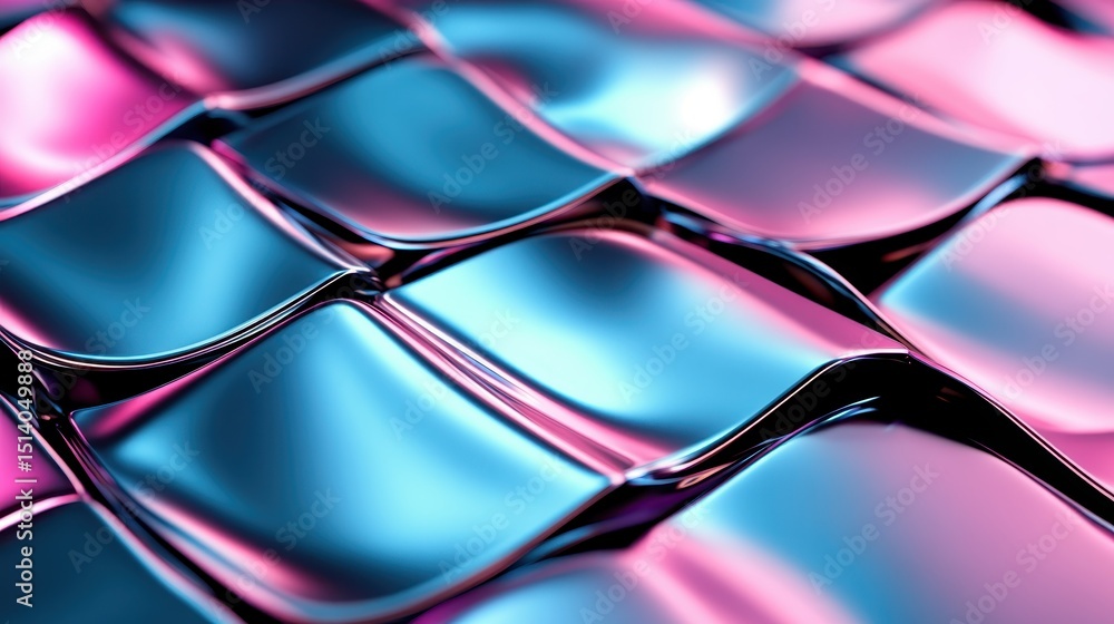 Poster an artistic display of metallic waves in blue and pink tones creates a visually striking abstract pa