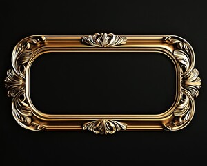 Rectangle vintage gold frame for web presentation, the refined details of the gold captured with realistic texture and light reflections 