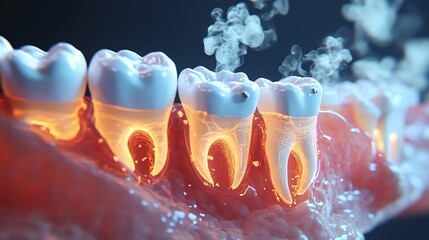 Teeth with Exposed Roots on Gum Line, Dental Health Concept