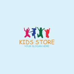 kids playing fashion store logo design vector