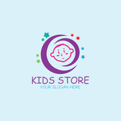 kids playing fashion store logo design vector